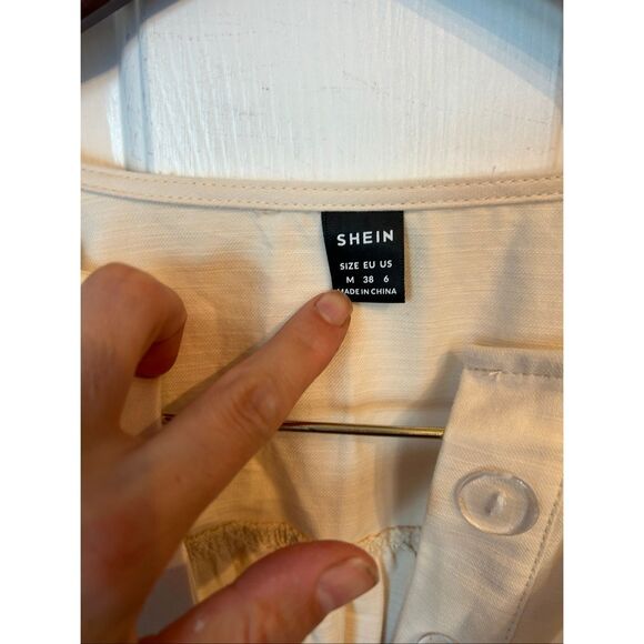 SHEIN 100% Cotton jump romper suit size M tan or ivory color flared sleeves - Picture 2 of 7